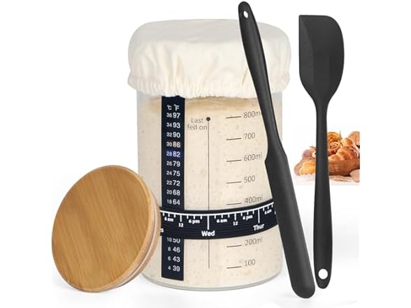 Kmise Sourdough Starter Jar Glass, 34 Oz