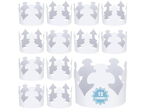 Hygloss White Paper Crowns 12 Pack
