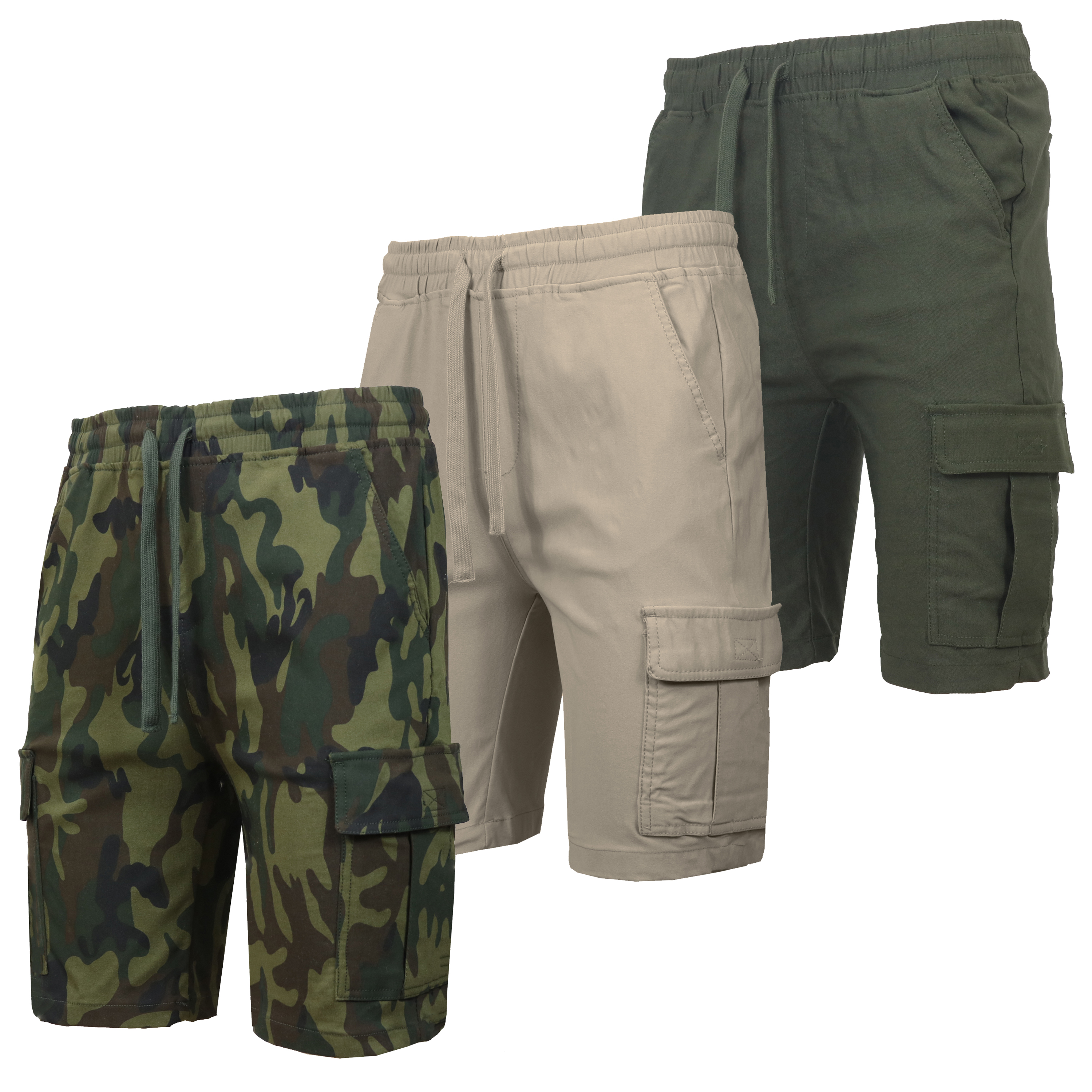 3Pk Mens Super Stretch Cargo Shorts - Gallery 17