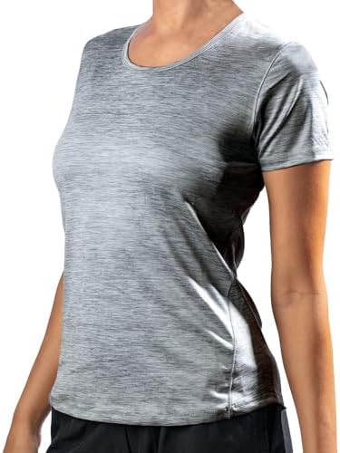 Kanu Surf Women's UPF 50+ Short Sleeved Active Swim Shirt Rashguard & Workout Top, Heather Charcoal, Small