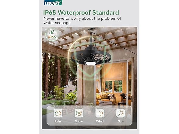 LEDIARY Outdoor Ceiling Fans with Light