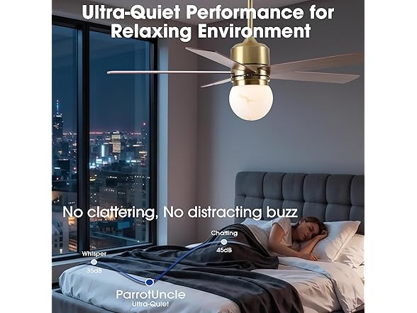 Parrot Uncle F6034GD 52 Inch Gold Ceiling Fans with Lights