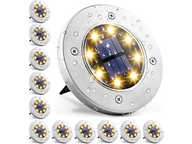 $18.99, Was $35.99, 47% Off! (12 Pack) GIGALUMI Solar Ground Lights dealfomo