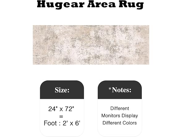 HUGEAR Beige Abstract Runner Rug 2' x 6'