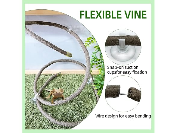 BNOSDM Reptile Plants, Flexible Rainforest Vines w Moss