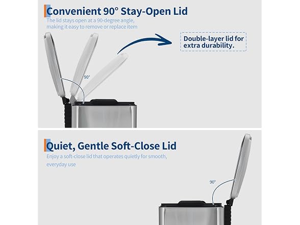 OUTLANE 60L Slim Stainless Steel Kitchen Trash Can