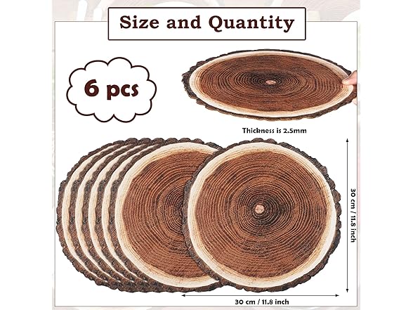 6 Pcs 12" Wood Table Centerpieces