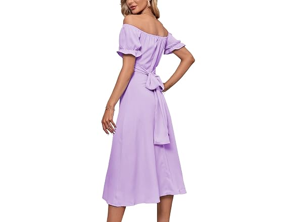Lyaner Women (L) Off Shoulder Wrap Ruffle Dress