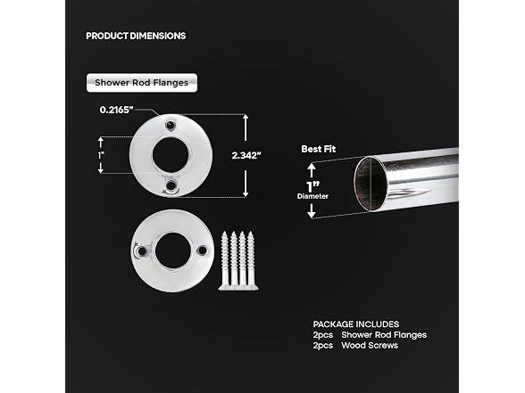 HIGHCRAFT Shower Curtain Rod Flange, Screws Included