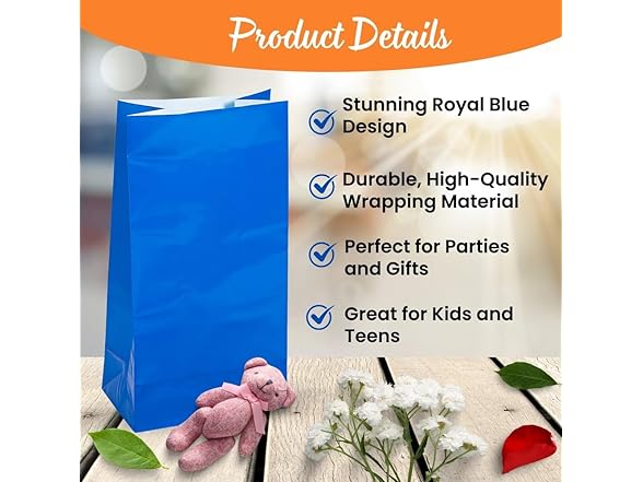 Fun Express Fun Express Vibrant Blue Treat Bags - 5"