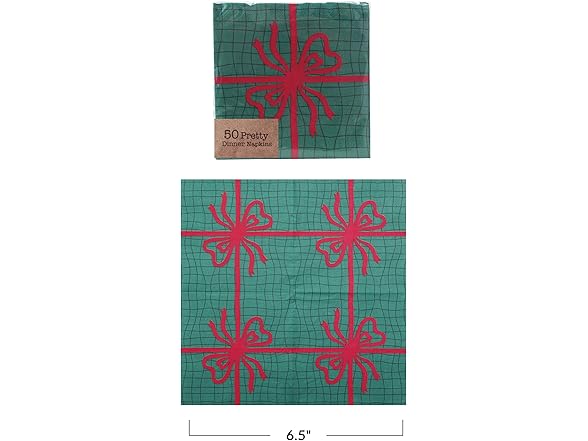 Holiday Bow Paper Napkins 50pc