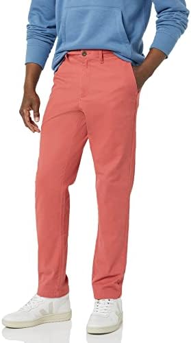 Amazon Essentials Men's Athletic-Fit Casual Stretch Chino Pant, Raspberry Red, 34W x 30L