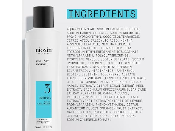 Nioxin System 3 Cleanser Shampoo 10.1oz