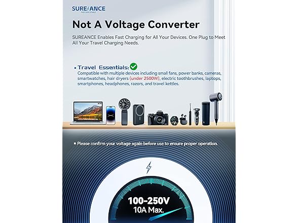 67W Universal Travel Adapter with USB C