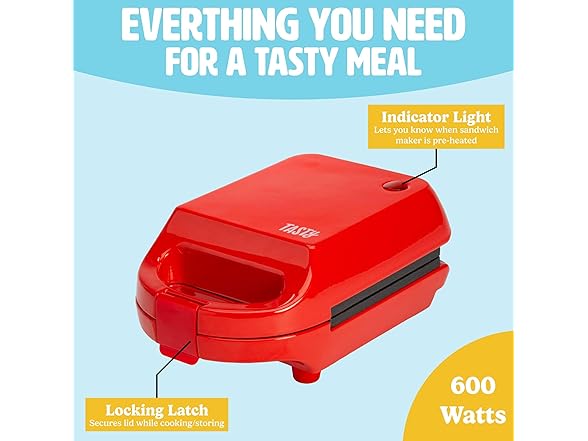 Tasty Mini Sandwich Maker Red