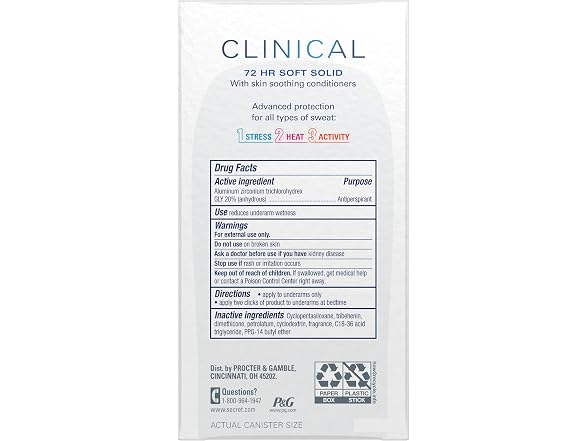 Secret Clinical Strength Deodorant 1.6oz 3pk