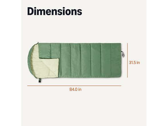 Amazon Basics Sleeping Bag, 50 Degree F, Olive Green