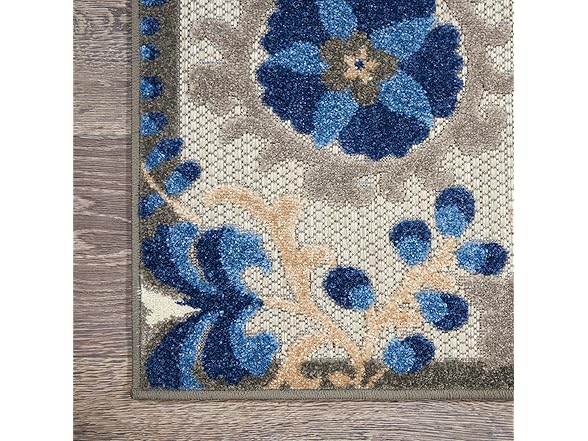 Nourison Home Aloha Indoor/Outdoor Natural/Blue 7'