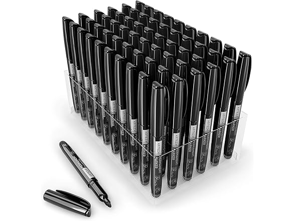ARTEZA Permanent Markers Black, Bulk Set of 60