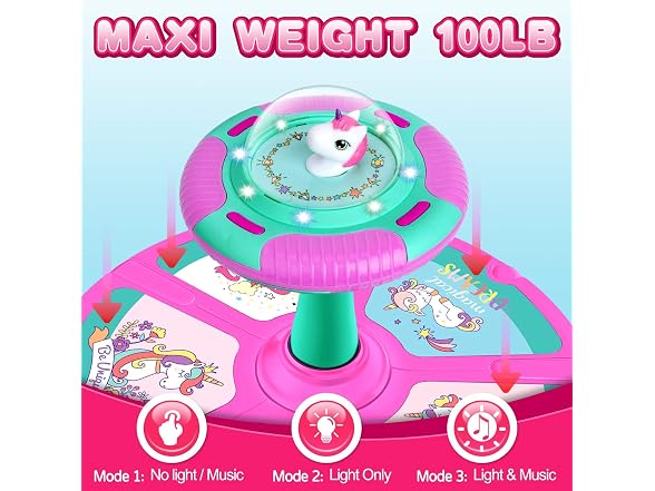 RMOKA Unicorn Sit & Spin Toy w/ LED & Music Purple