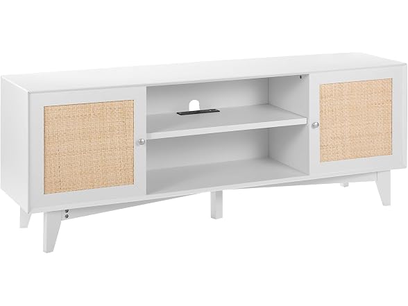 Rattan TV Stand for 75in TV, Boho TV Stand with