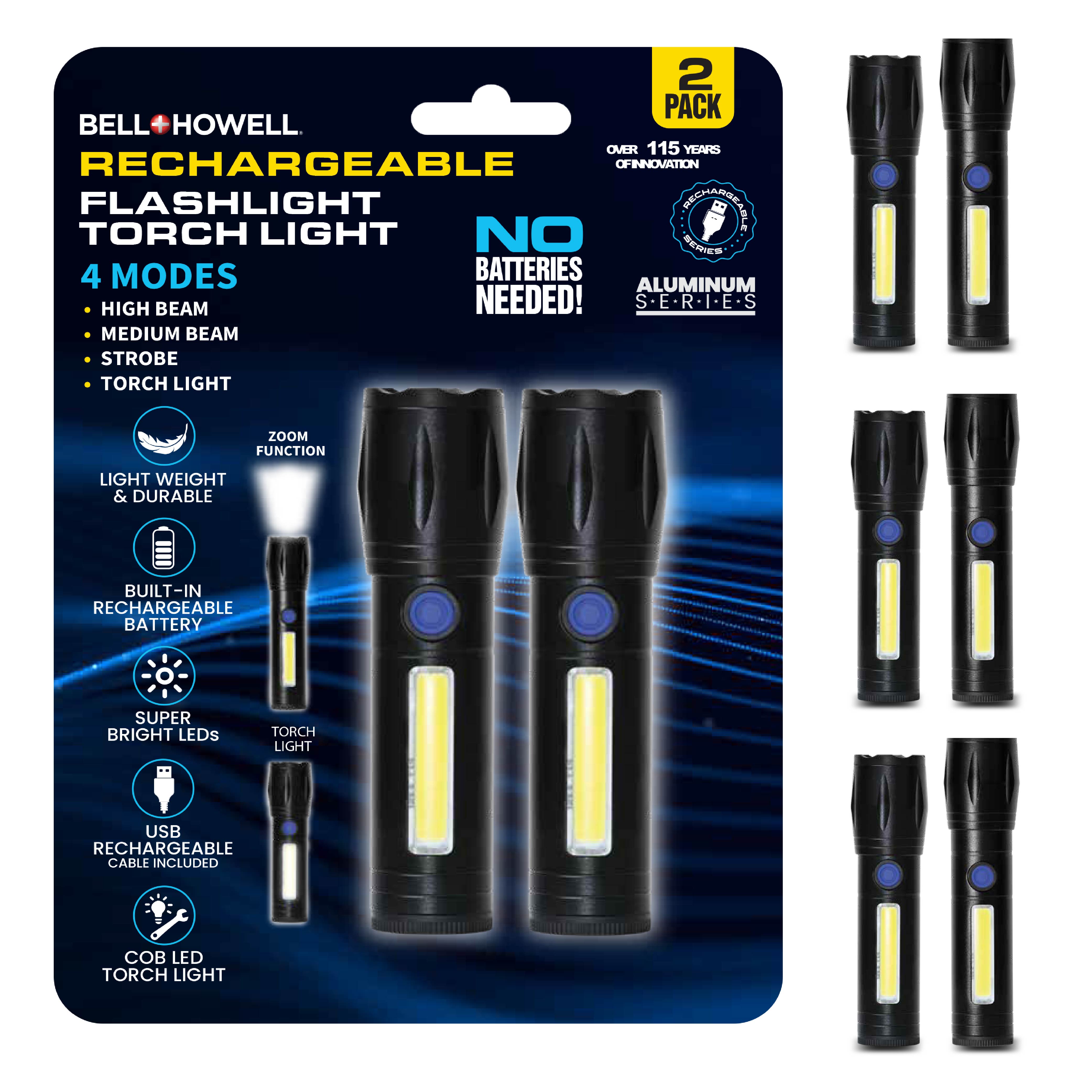 Rechargeable 2Pc Flashlight Torchlight - Gallery 7