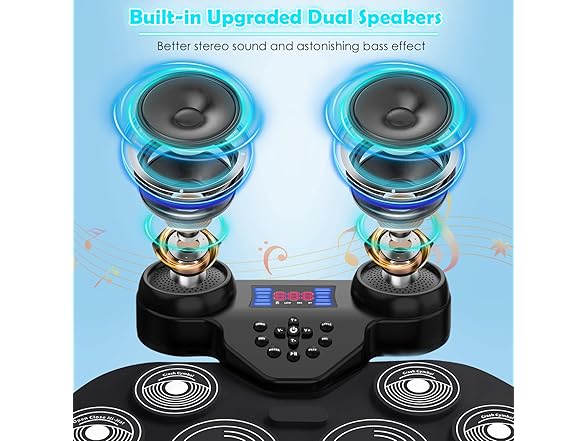 YUOIOYU Electric Drum Set with LED Lights