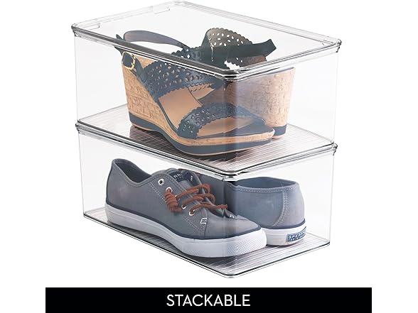 iDesign Plastic Stackable Organizer Box with Lid