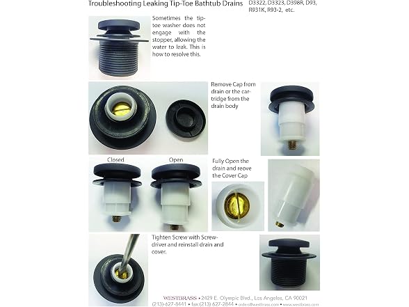 Westbrass Tip-Toe Sch. 40 ABS Bath Waste