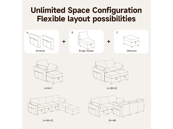 Real Relax Ottoman Convertible Sectional Sofa Couch, Linen F (Open Box)