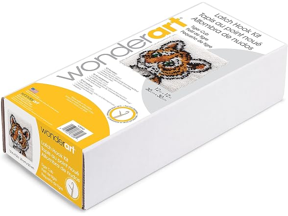 Wonderart Tiger Cub Latch Hook Kit, 12" X 12"