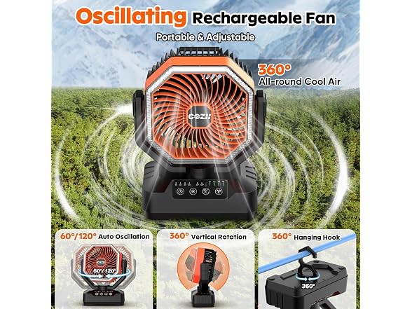 COZII 20000mAh Rechargeable Fan 70H