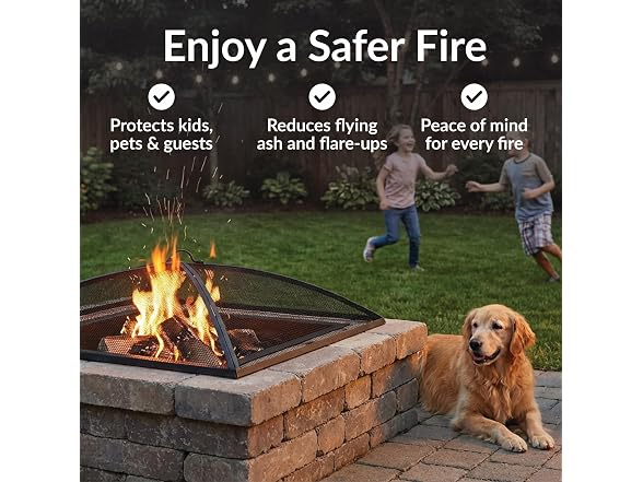 Sunnydaze Square Fire Pit Screen Cover, 31" x 31"