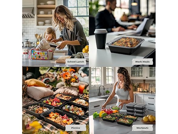 Enther Meal Prep Containers 12 Pack 1 Compartment