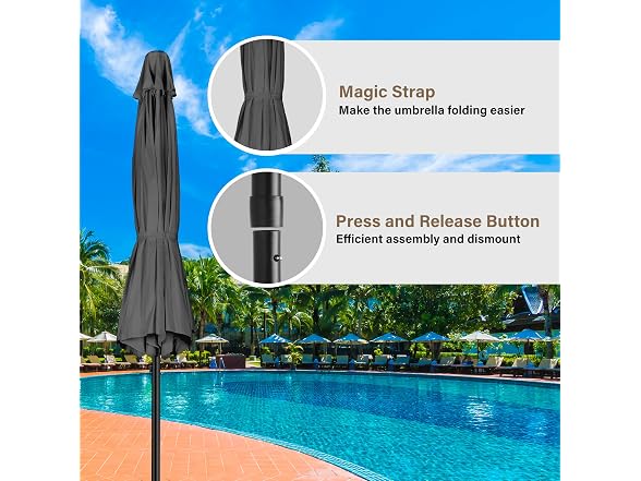 HealSmart 9ft Patio Umbrella Grey