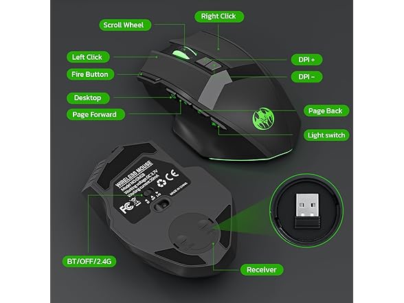 JMNGSHU Wireless Gaming Mouse