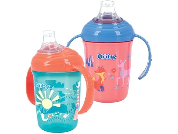 Nuby No-Spill Two Handle Baby’s First Cup,2PK