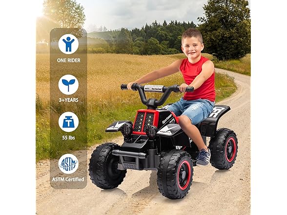 Hetoy 6V Kids Ride On Electric ATV (Black)