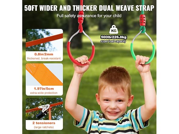 Ninja Warrior Obstacle Course for Kids, 2 x 50ft