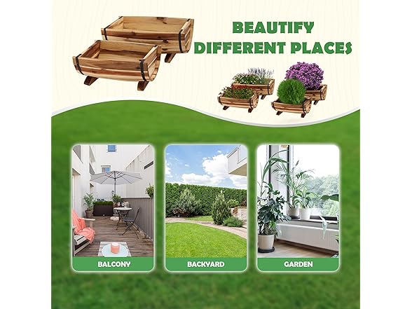 IDZO Solid Acacia Wood Half Barrel Planters