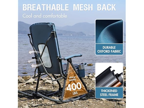 Portal Blue Oversized Rocking Camping Chair