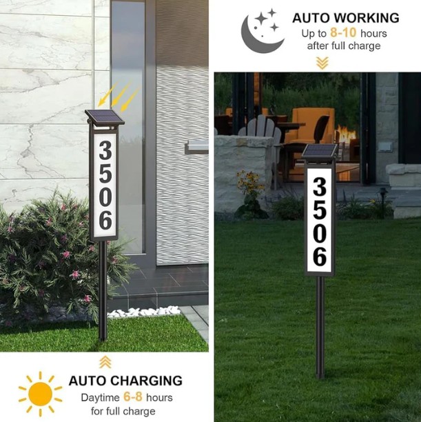 Solar Lighted House Address Sign LED - Gallery 10