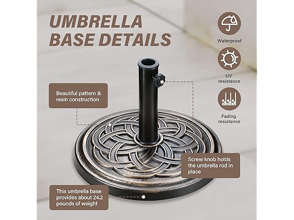Simple Deluxe HealSmart 24.2 lbs Heavy Duty Umbrella Base