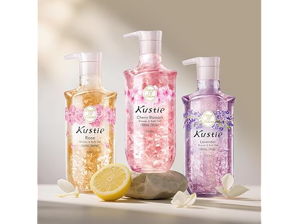 Kustie Lavender Body Wash with Real Flower Petals