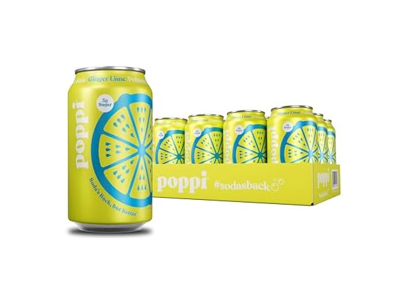 Poppi Sparkling Prebiotic Soda Beverage, Ginger Lime