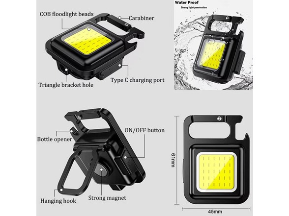 2-Pack Rechargeable Keychain Work Lights