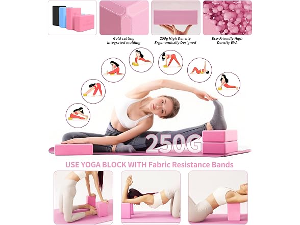 DICYWUDI Pink Yoga Mat Beginners Kit