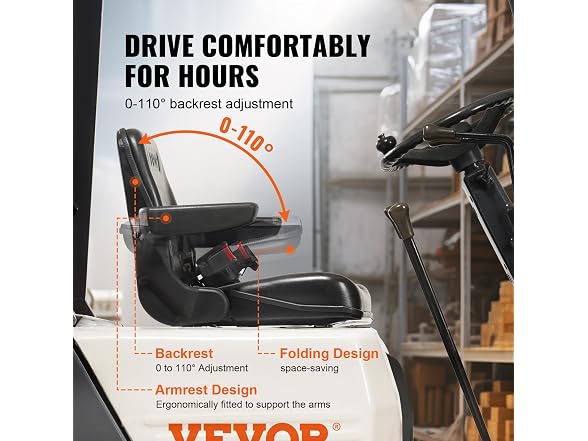 Fold Down Tractor Seat with Adjustable