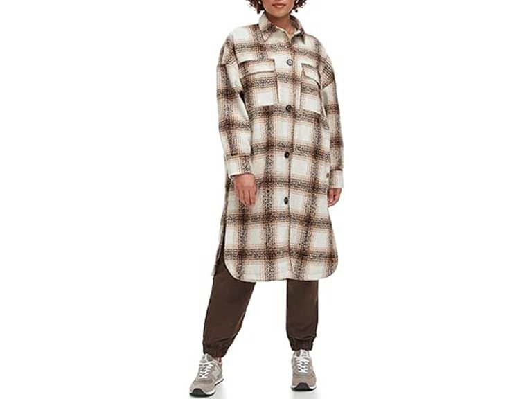 Levi's Women's Long Plaid Flannel Shirt Jacket