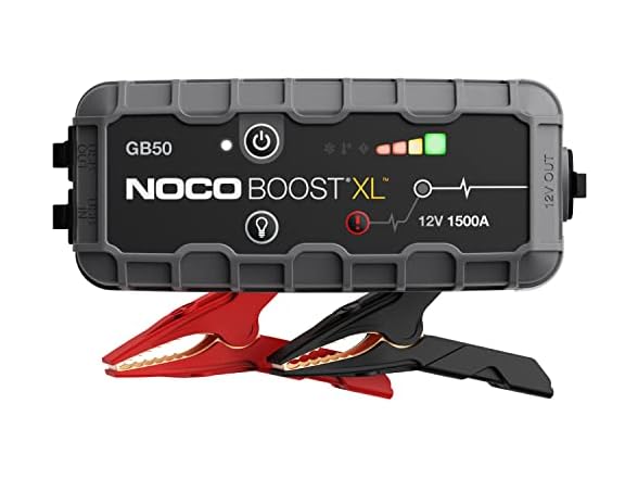 NOCO Boost GB50: 1500A UltraSafe Jump Starter – 12V Lithium Battery Booster Pack, Portable Jump Box, Power Bank & Jumper Cables - for 7.0L Gas and 4.5L Diesel Engines (Open Box)